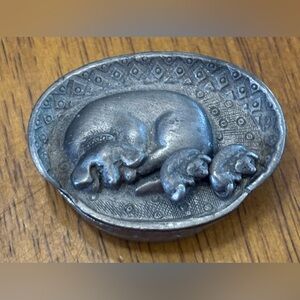 Torino Pewter Dog Trinket Box, Pin, Earrings, Necklace 16”